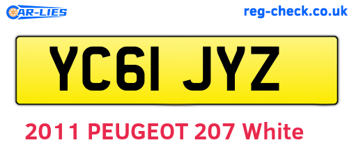 YC61JYZ are the vehicle registration plates.
