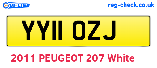 YY11OZJ are the vehicle registration plates.
