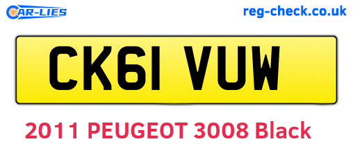 CK61VUW are the vehicle registration plates.