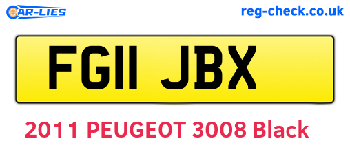 FG11JBX are the vehicle registration plates.