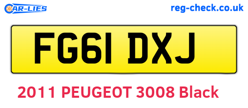 FG61DXJ are the vehicle registration plates.