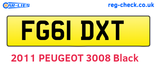 FG61DXT are the vehicle registration plates.
