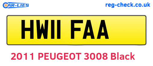 HW11FAA are the vehicle registration plates.