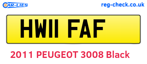 HW11FAF are the vehicle registration plates.