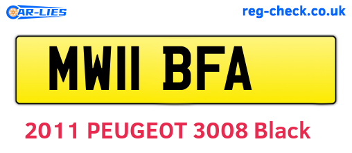 MW11BFA are the vehicle registration plates.