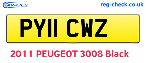 PY11CWZ are the vehicle registration plates.