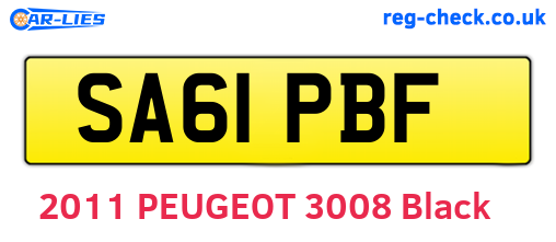 SA61PBF are the vehicle registration plates.