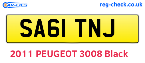 SA61TNJ are the vehicle registration plates.