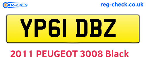 YP61DBZ are the vehicle registration plates.