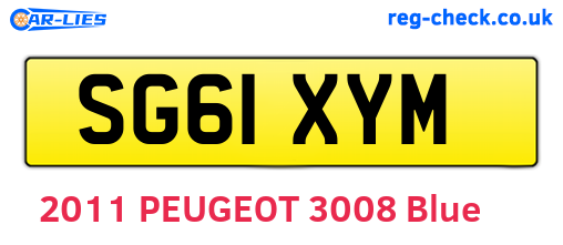 SG61XYM are the vehicle registration plates.