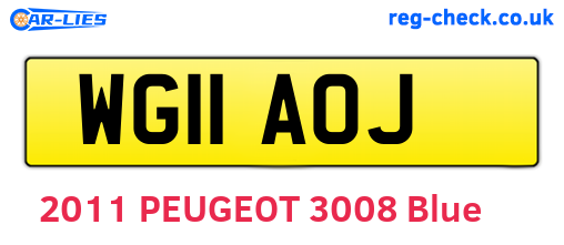 WG11AOJ are the vehicle registration plates.