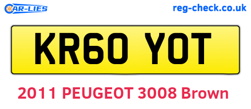 KR60YOT are the vehicle registration plates.