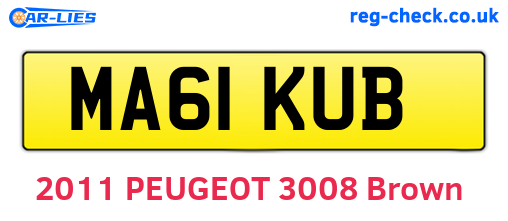MA61KUB are the vehicle registration plates.
