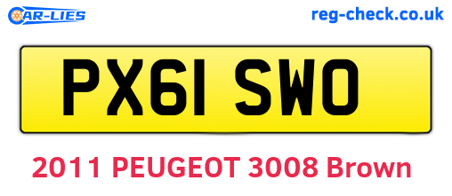 PX61SWO are the vehicle registration plates.