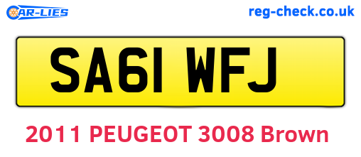 SA61WFJ are the vehicle registration plates.