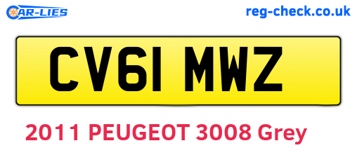 CV61MWZ are the vehicle registration plates.