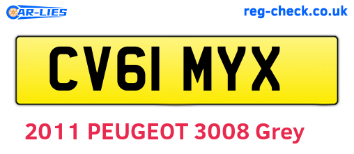 CV61MYX are the vehicle registration plates.