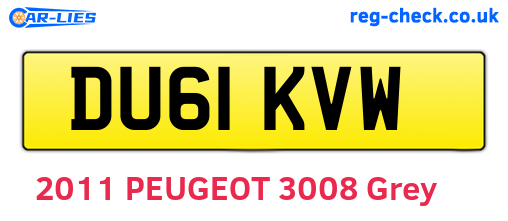 DU61KVW are the vehicle registration plates.