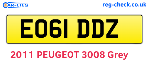 EO61DDZ are the vehicle registration plates.