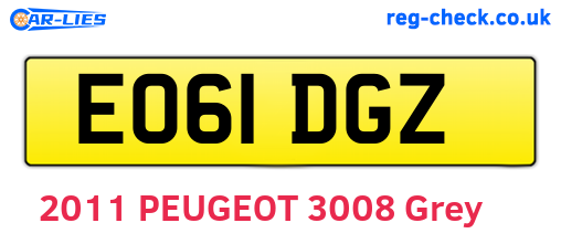EO61DGZ are the vehicle registration plates.