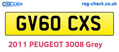 GV60CXS are the vehicle registration plates.