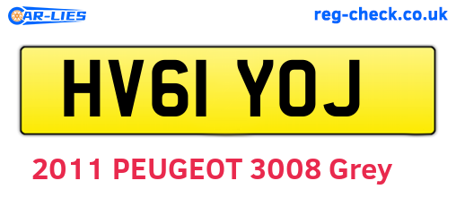 HV61YOJ are the vehicle registration plates.