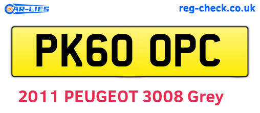 PK60OPC are the vehicle registration plates.