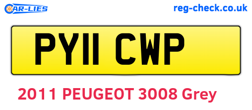 PY11CWP are the vehicle registration plates.