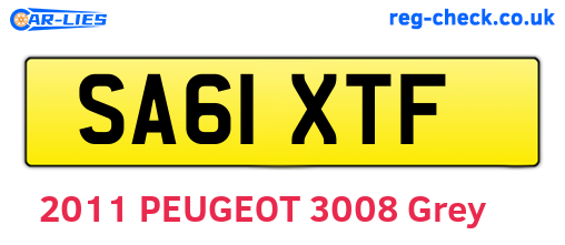 SA61XTF are the vehicle registration plates.