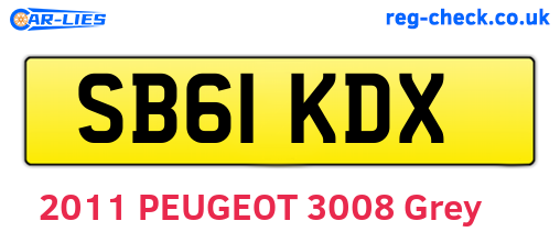 SB61KDX are the vehicle registration plates.