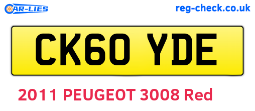 CK60YDE are the vehicle registration plates.