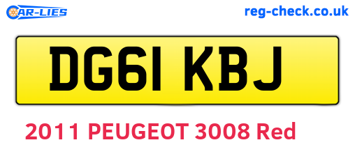 DG61KBJ are the vehicle registration plates.
