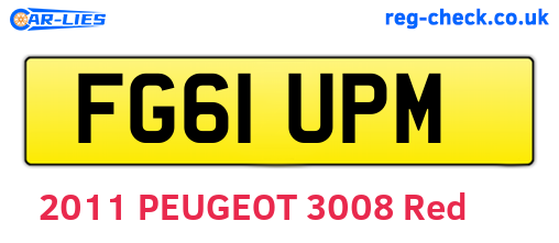 FG61UPM are the vehicle registration plates.
