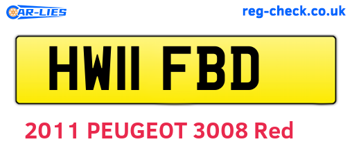 HW11FBD are the vehicle registration plates.