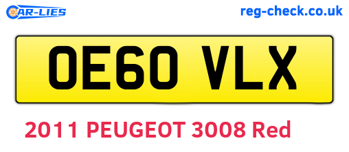 OE60VLX are the vehicle registration plates.
