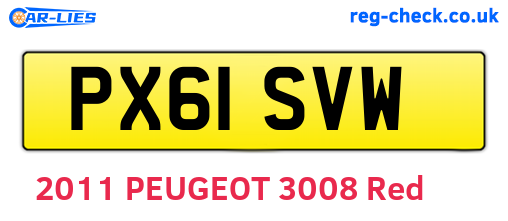 PX61SVW are the vehicle registration plates.