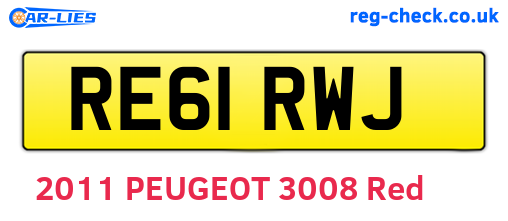 RE61RWJ are the vehicle registration plates.