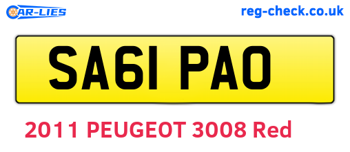 SA61PAO are the vehicle registration plates.
