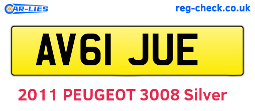 AV61JUE are the vehicle registration plates.