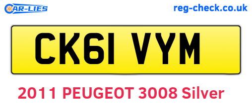 CK61VYM are the vehicle registration plates.