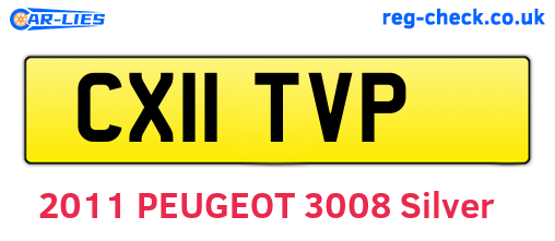 CX11TVP are the vehicle registration plates.