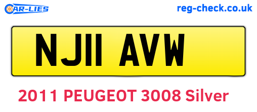NJ11AVW are the vehicle registration plates.