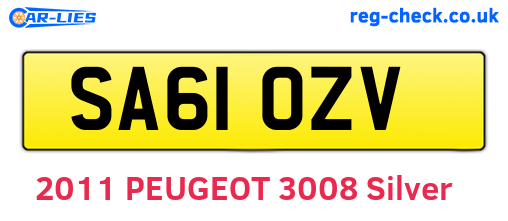 SA61OZV are the vehicle registration plates.
