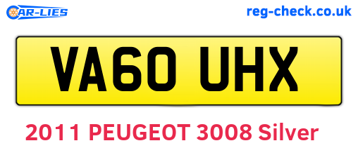 VA60UHX are the vehicle registration plates.