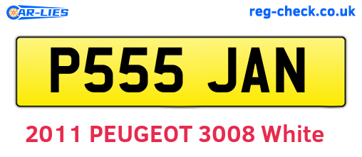 P555JAN are the vehicle registration plates.