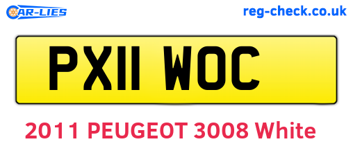 PX11WOC are the vehicle registration plates.