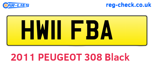 HW11FBA are the vehicle registration plates.