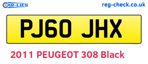 PJ60JHX are the vehicle registration plates.