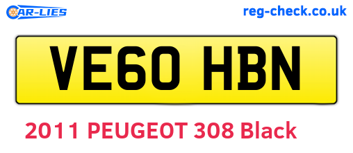 VE60HBN are the vehicle registration plates.