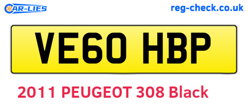 VE60HBP are the vehicle registration plates.
